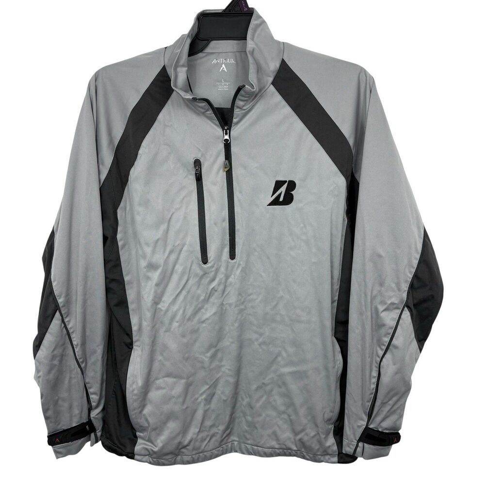 Bridgestone Golf 1/4 Zip Pullover Windbreaker Lightweight Jacket Mens Sz L Gray